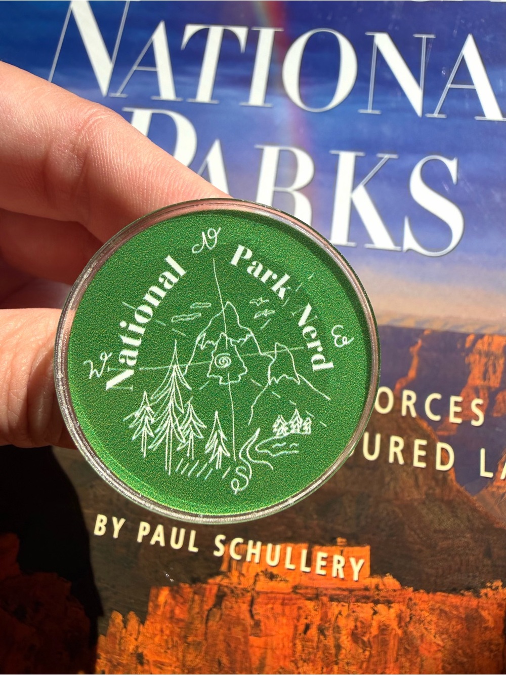 National Park Nerd Green Pin